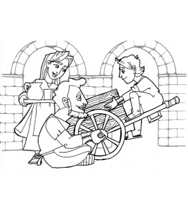 Jesús joven trabajando de carpintero