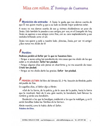 Misa con niños. Segundo Domingo de Cuaresma. Ciclo A