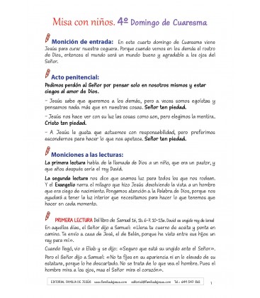 Misa con niños. Cuarto domingo de Cuaresma ciclo A