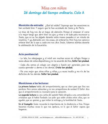 26 Domingo del tiempo ordinario. Ciclo A