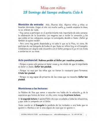 28 Domingo del tiempo ordinario. Ciclo A