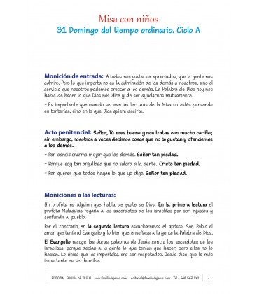 31 Domingo del tiempo ordinario. Ciclo A