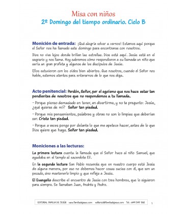 2º Domingo del tiempo ordinario. Ciclo B