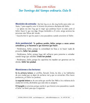 3er Domingo del tiempo ordinario. Ciclo B