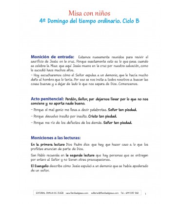 4º Domingo del tiempo ordinario. Ciclo B
