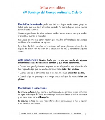 6º Domingo del tiempo ordinario. Ciclo B