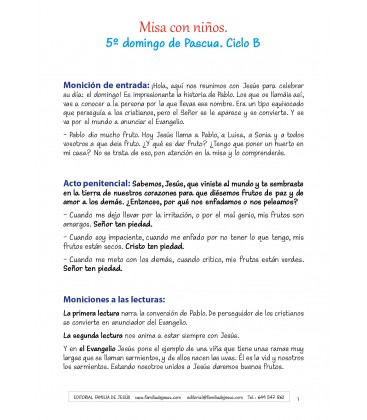 5º domingo de Pascua. Ciclo B