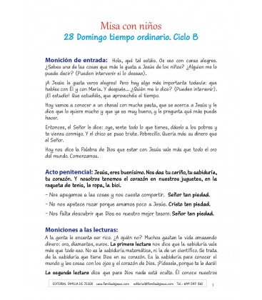 28 Domingo del tiempo ordinario. Ciclo B