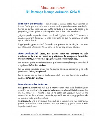 31 Domingo del tiempo ordinario. Ciclo B