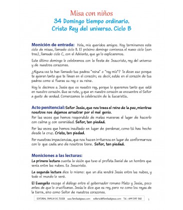 34 Domingo del tiempo ordinario. Cristo Rey. Ciclo B