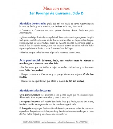 1er domingo de Cuaresma. Ciclo B