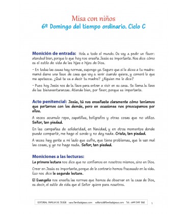 6º Domingo del tiempo ordinario. Ciclo C