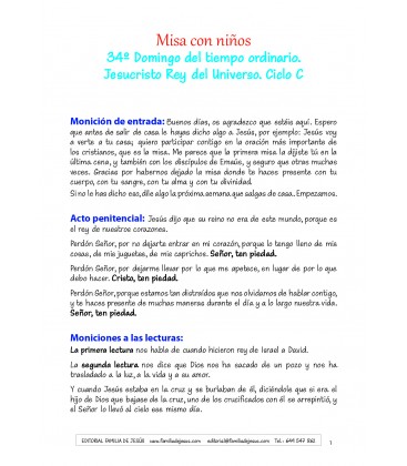 34º Domingo del tiempo ordinario. Jesucristo Rey del Universo.Ciclo C