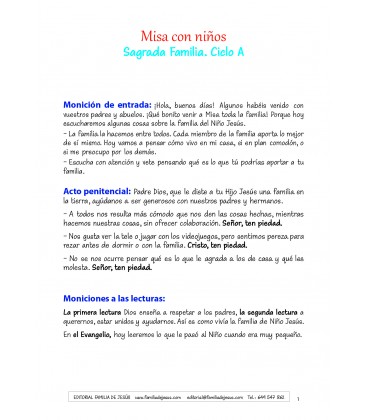 Sagrada Familia. Ciclo A