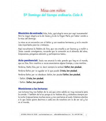 5º Domingo del tiempo ordinario. Ciclo A